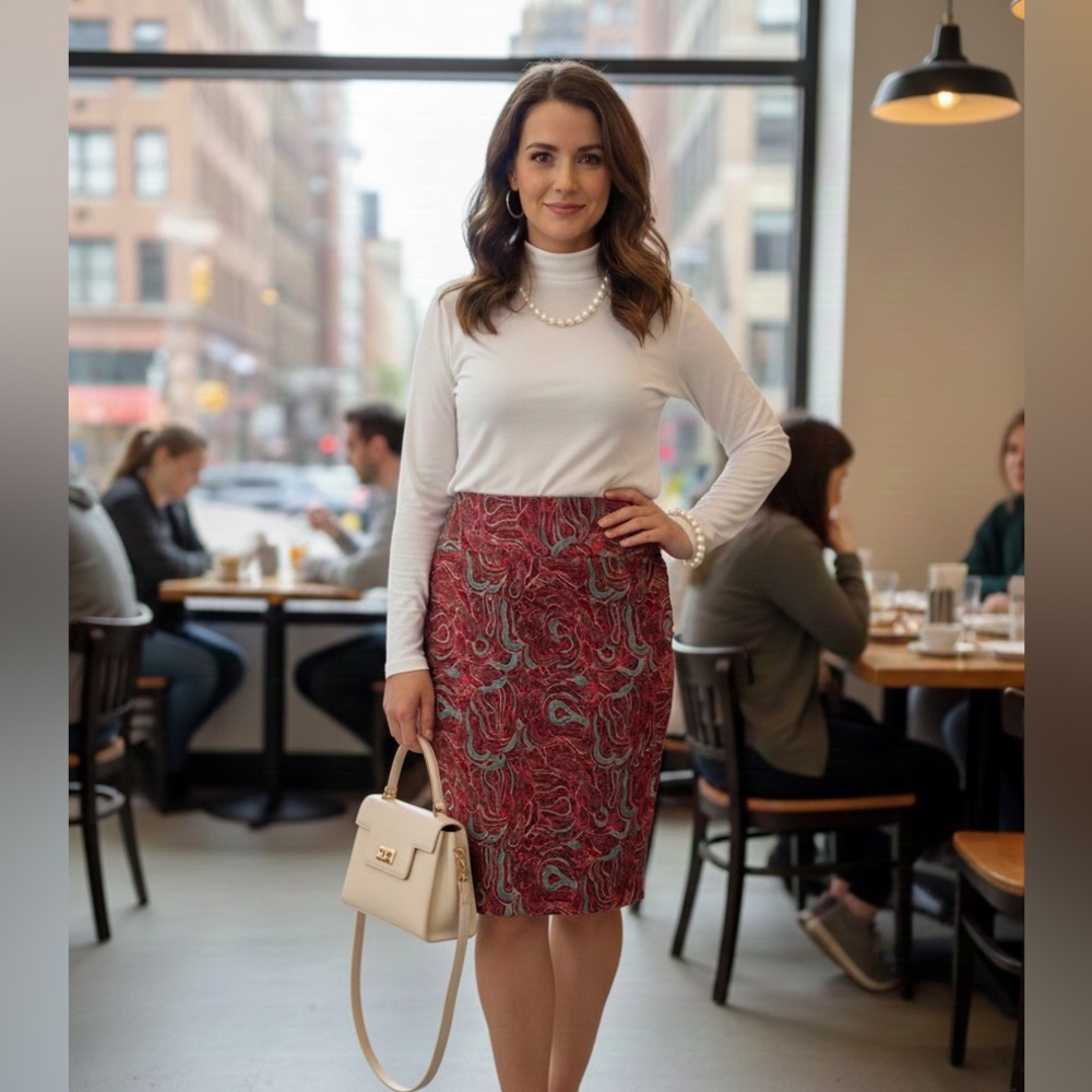 LulaRoe  Pink and Gray Knee-Length Pencil Skirt